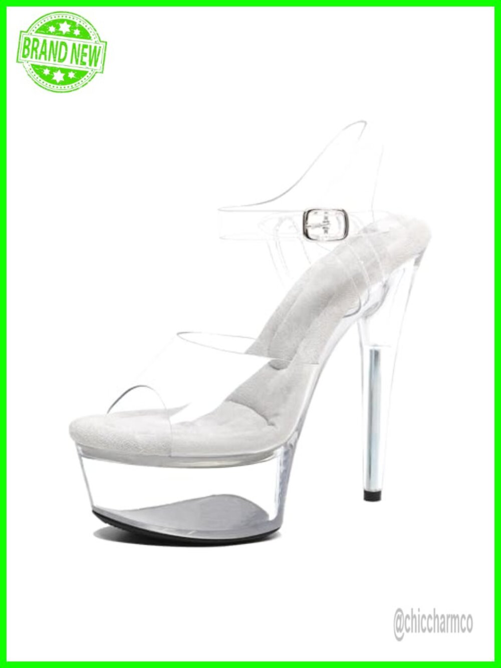 6in Clear Platform High Heels Ankle-Strap Stiletto Pole Dance Sandals